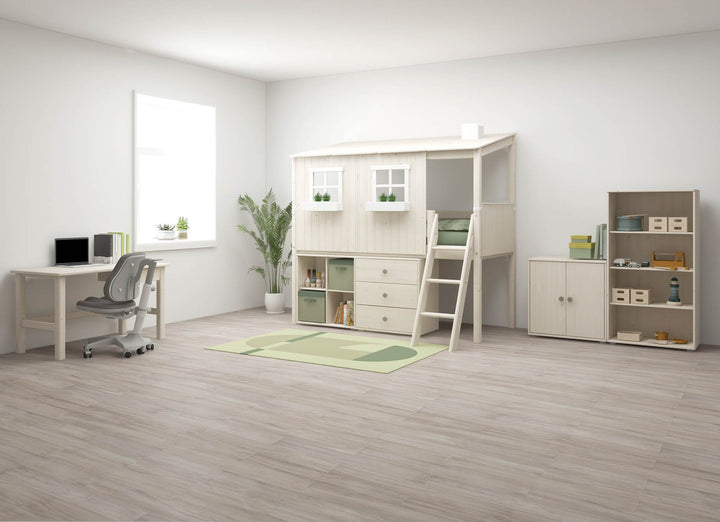 The Decorators: Pat inaltime 120 cm casuta cu acoperis Flexa Classic 90x200 cm
