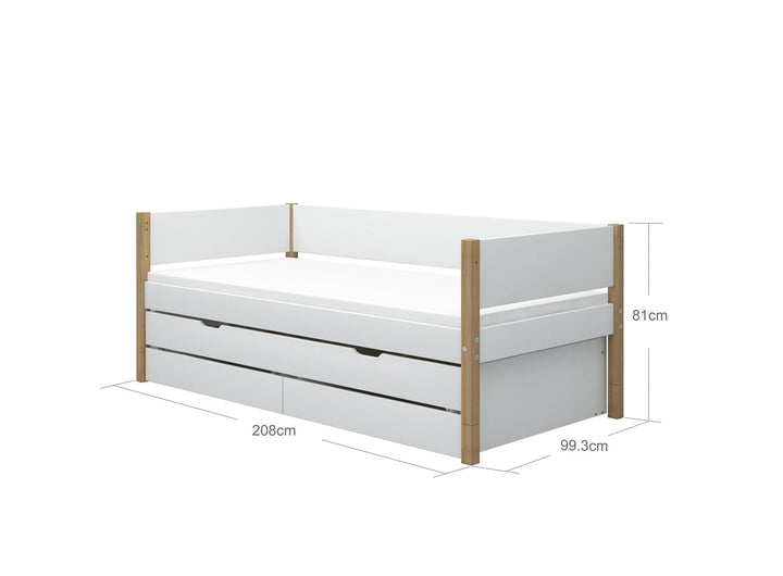 The Decorators: Pat cu extensie si doua sertare Flexa Nor 90x200 cm