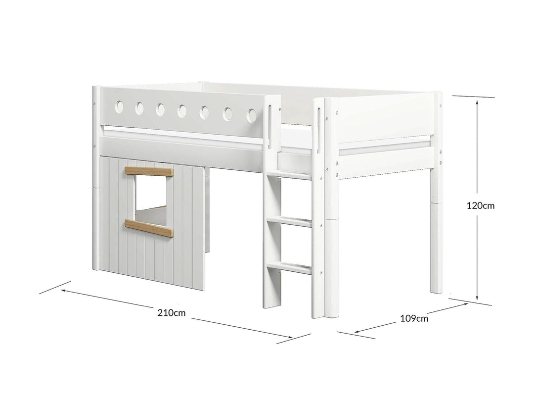 The Decorators: Pat inaltime 120 cm cu scara dreapta si fronturi Treehouse Flexa White 90x200 cm