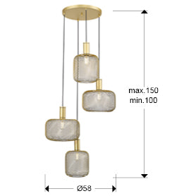 Lustra Schuller Osiris 4 lumini Ø58 plasă aurie