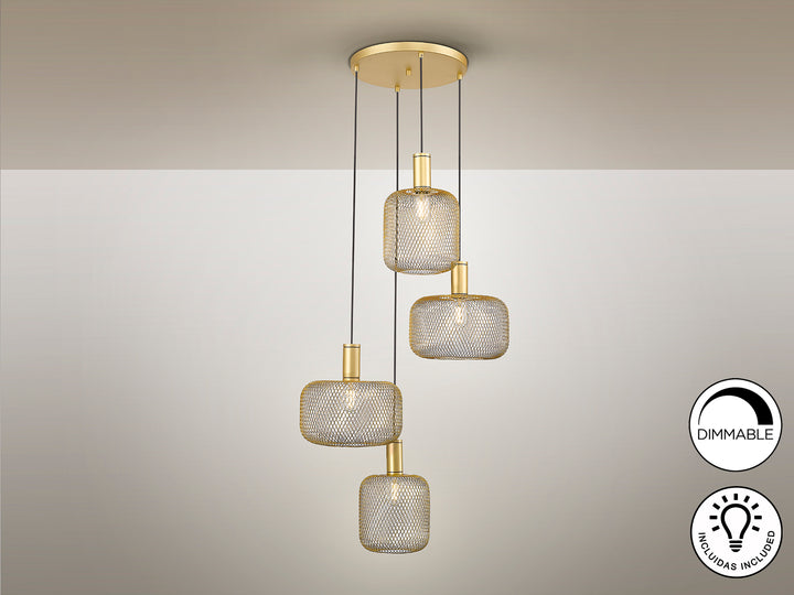 Lustra Schuller Osiris 4 lumini Ø58 plasă aurie