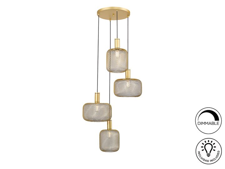 Lustra Schuller Osiris 4 lumini Ø58 plasă aurie