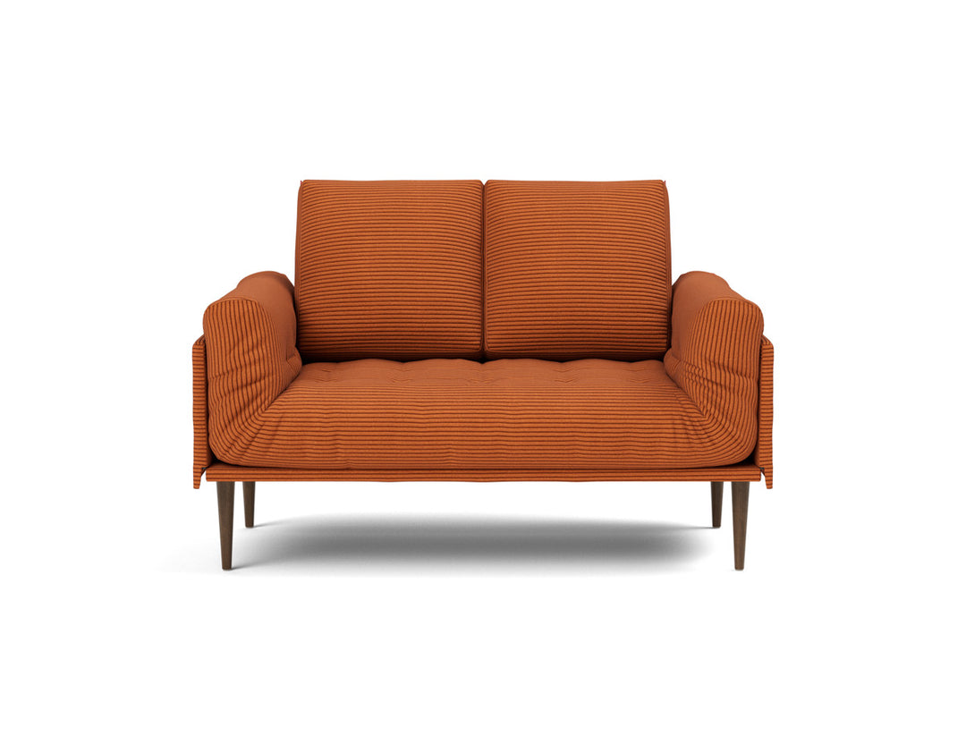 Canapea pat Rollo Styletto, saltea cu arcuri impachetate, tesatura la alegere #material_595-corduroy-burnt-orange