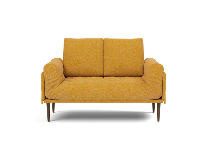 Canapea pat Rollo Styletto, saltea cu arcuri impachetate, tesatura la alegere #material_536-boucl-ochre