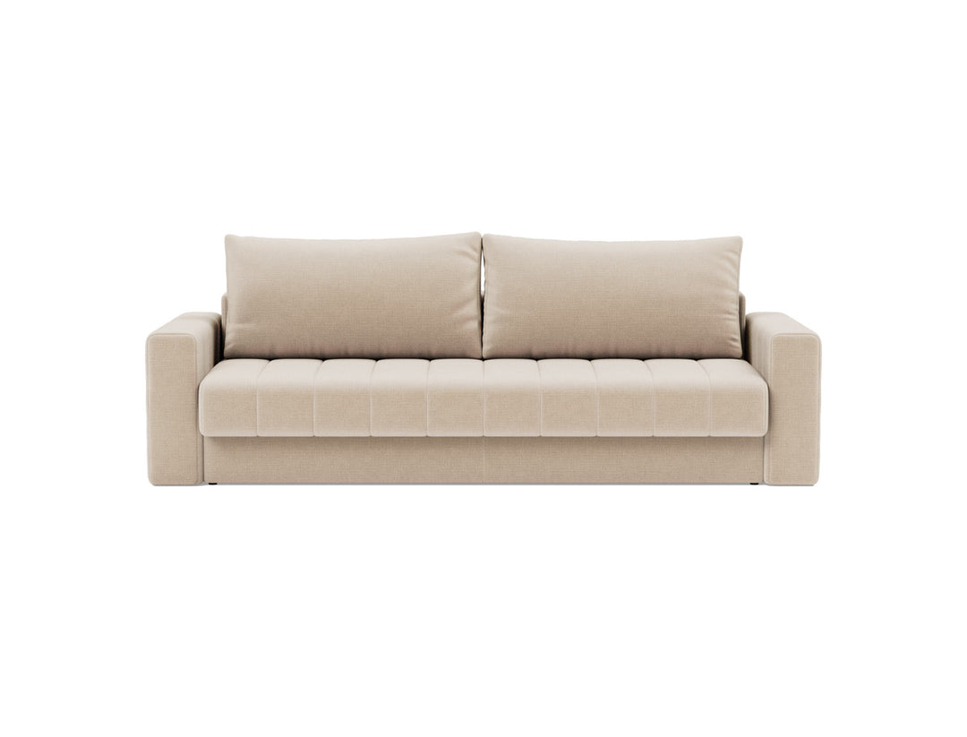 Canapea extensibila cu brate, Akello, 140x200 cm, tesatura la alegere #material_410-esina-almond