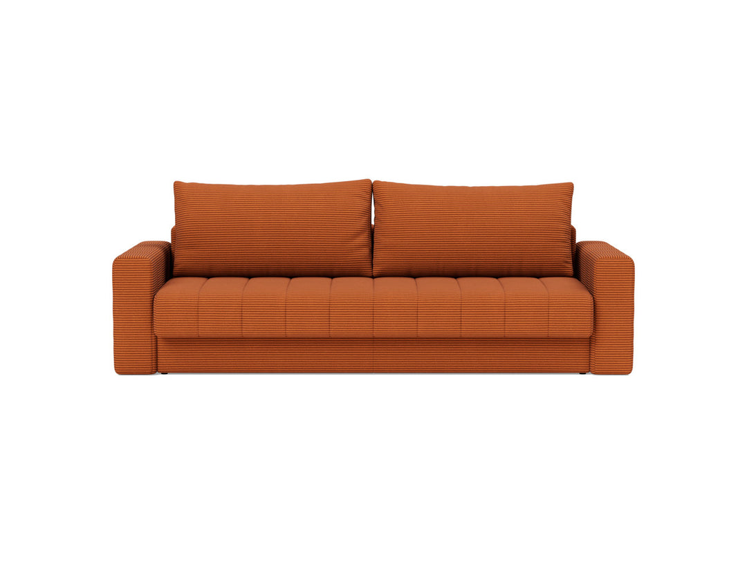 Canapea extensibila cu brate, Akello, 140x200 cm, tesatura la alegere #material_595-corduroy-burnt-orange