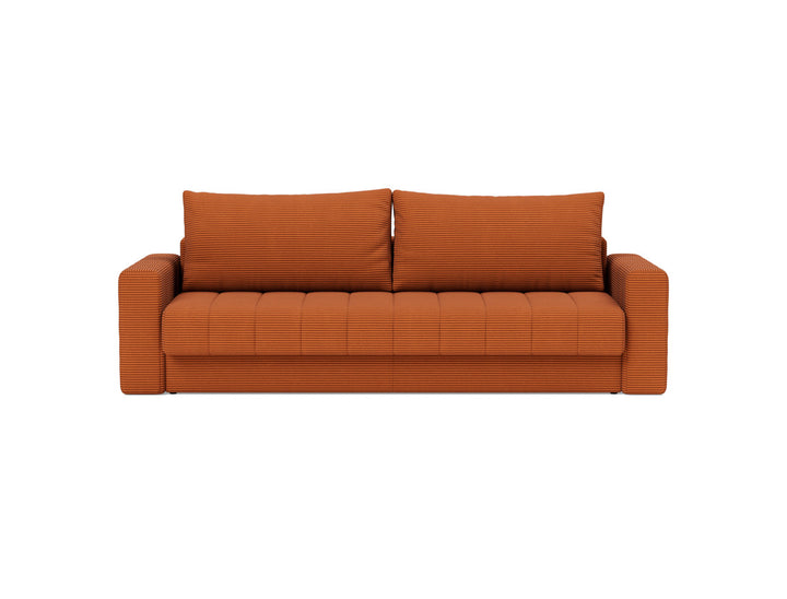 Canapea extensibila cu brate, Akello, 140x200 cm, tesatura la alegere #material_595-corduroy-burnt-orange