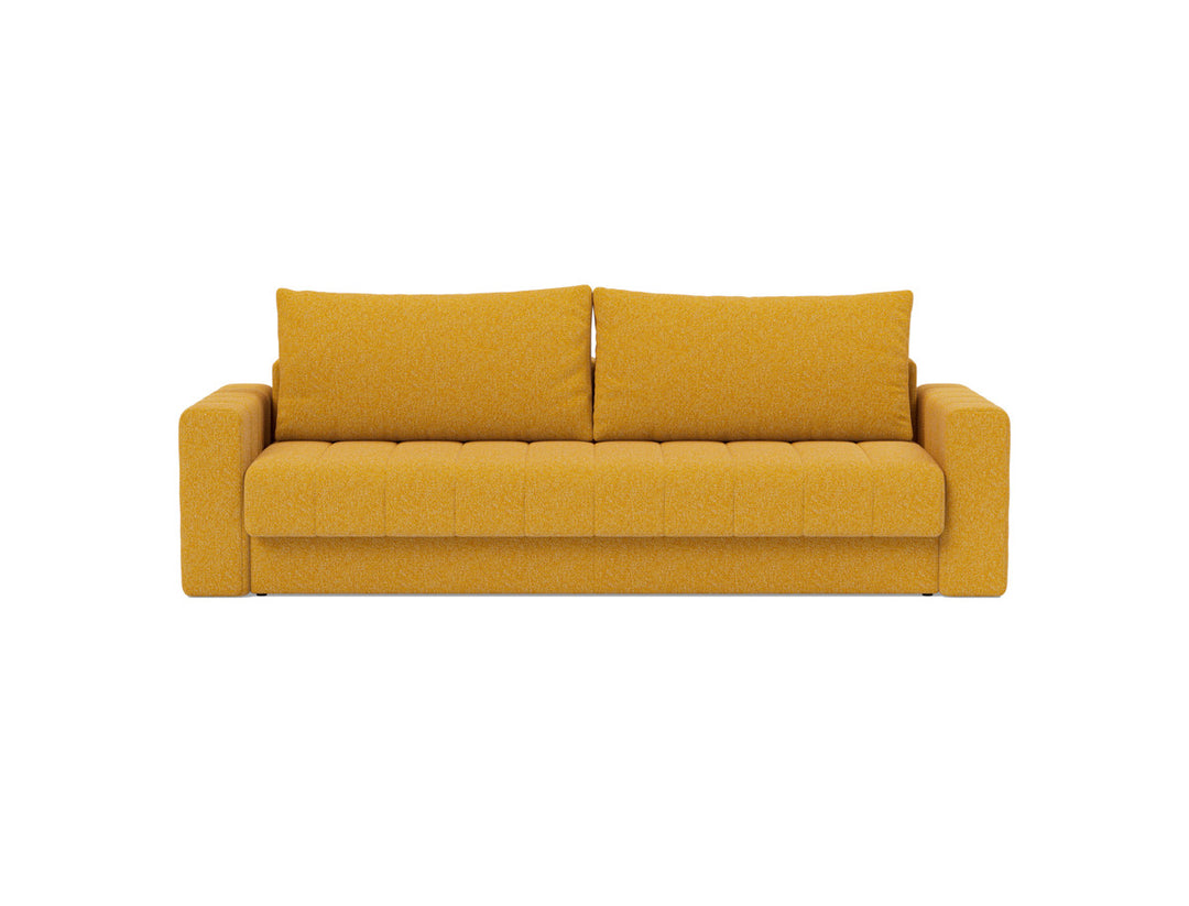 Canapea extensibila cu brate, Akello, 140x200 cm, tesatura la alegere #material_536-boucl-ochre