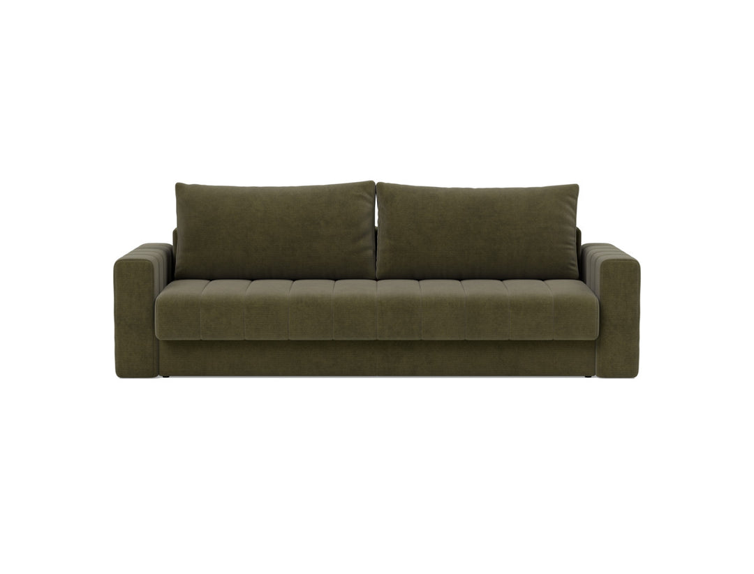 Canapea extensibila cu brate, Akello, 140x200 cm, tesatura la alegere #material_316-cordufine-pine-green