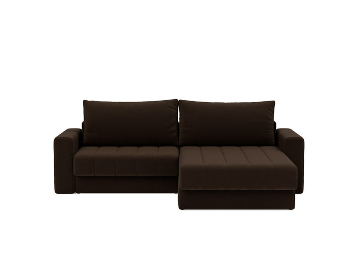 Canapea extensibila cu sezlong si brate, Akello, 187x200 cm, tesatura la alegere #material_358-taura-chocco
