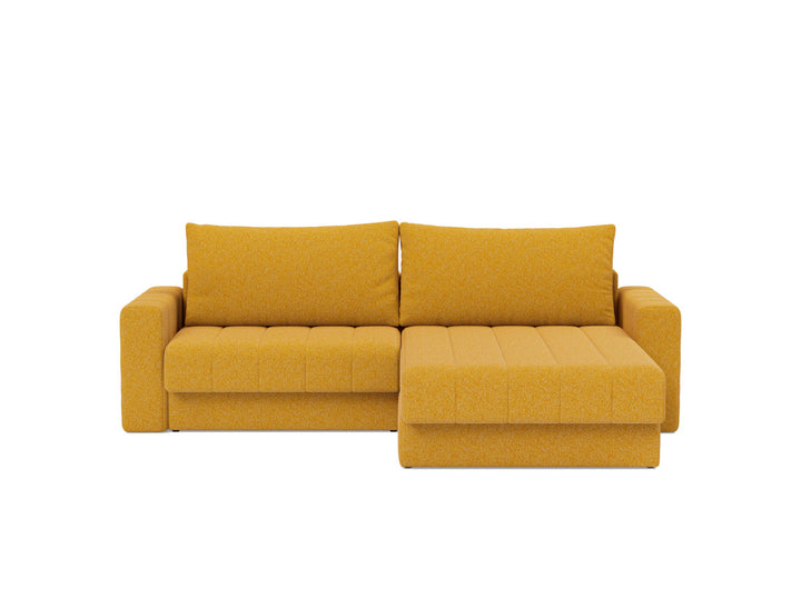 Canapea extensibila cu sezlong si brate, Akello, 187x200 cm, tesatura la alegere #material_536-boucl-ochre