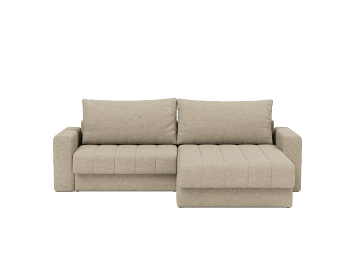 Canapea extensibila cu sezlong si brate, Akello, 187x200 cm, tesatura la alegere #material_356-taura-sand