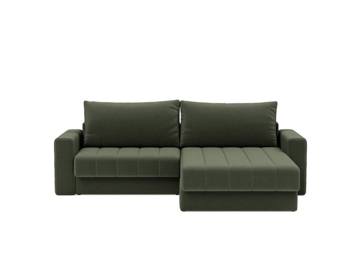 Canapea extensibila cu sezlong si brate, Akello, 187x200 cm, tesatura la alegere #material_413-esina-olive-green