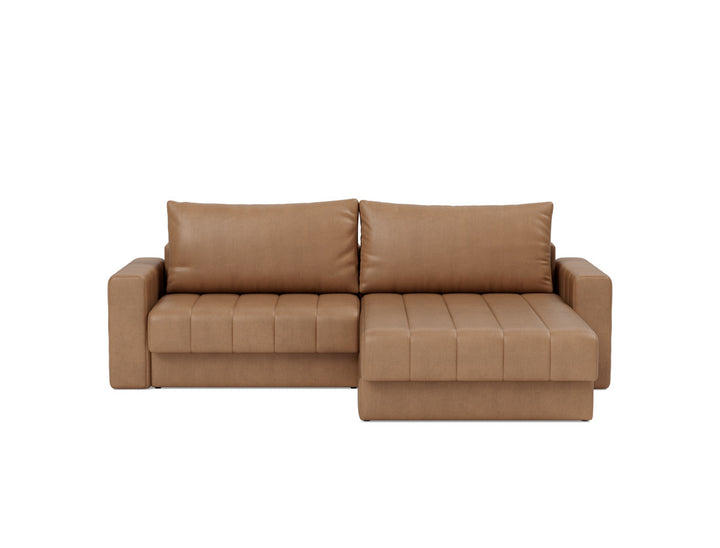 Canapea extensibila cu sezlong si brate, Akello, 187x200 cm, tesatura la alegere #material_551-faunal-brown