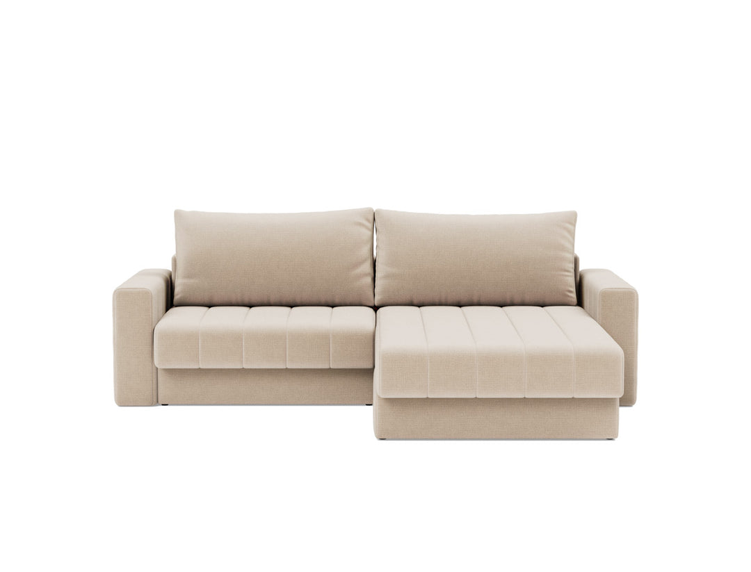 Canapea extensibila cu sezlong si brate, Akello, 187x200 cm, tesatura la alegere #material_410-esina-almond