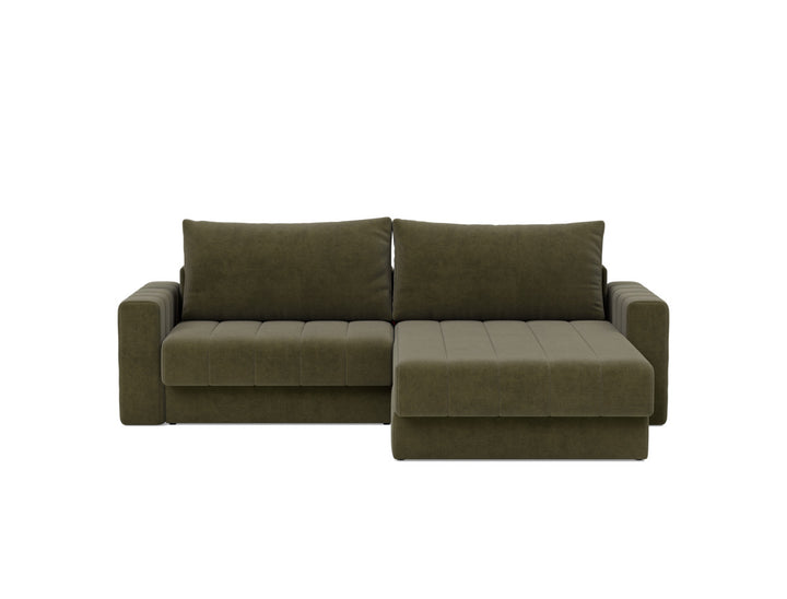 Canapea extensibila cu sezlong si brate, Akello, 187x200 cm, tesatura la alegere #material_316-cordufine-pine-green