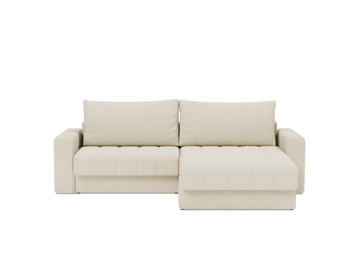 Canapea extensibila cu sezlong si brate, Akello, 187x200 cm, tesatura la alegere #material_594-corduroy-ivory
