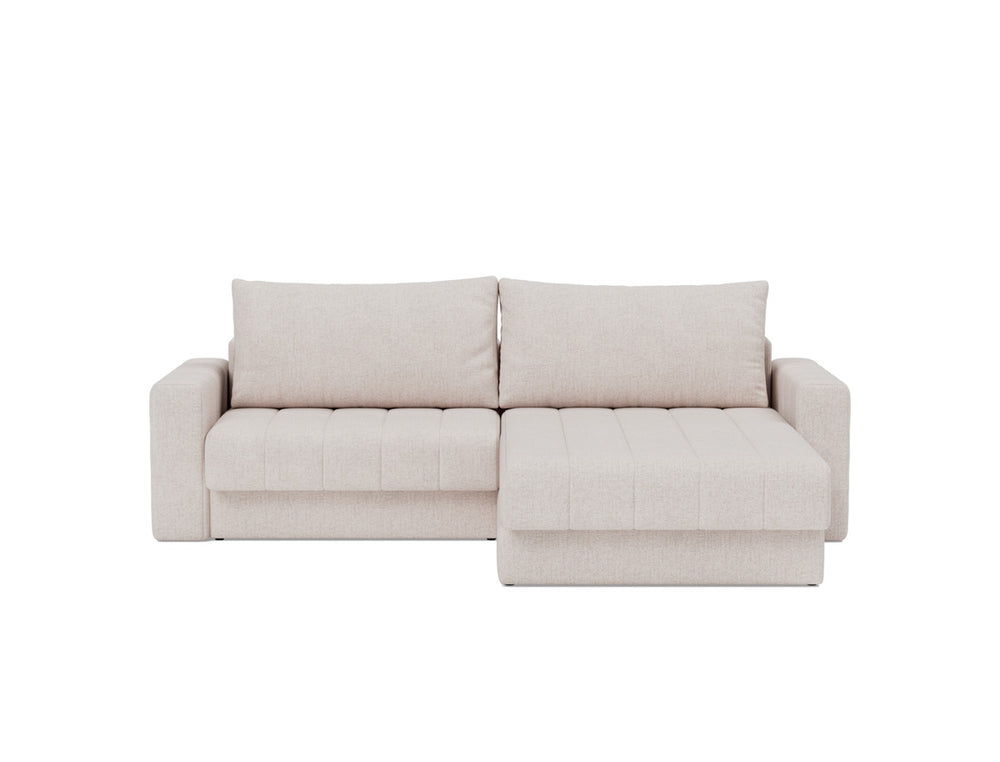 Canapea extensibila cu sezlong si brate, Akello, 187x200 cm, tesatura la alegere #material_300-weda-sand