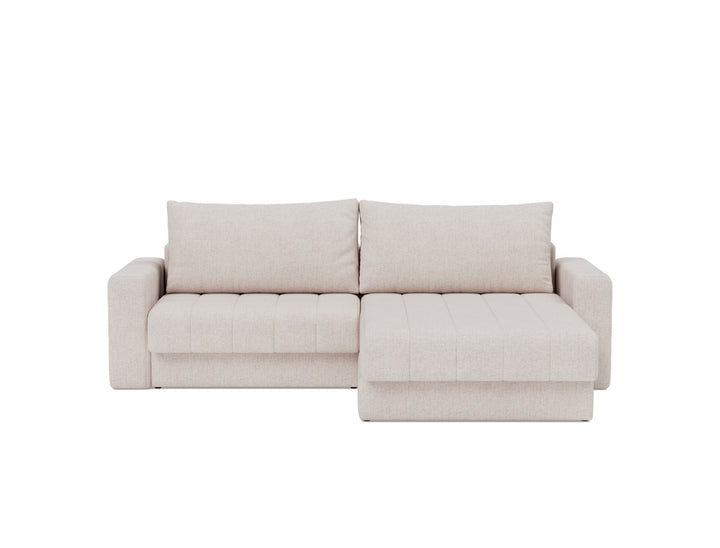 Canapea extensibila cu sezlong si brate, Akello, 187x200 cm, tesatura la alegere #material_300-weda-sand