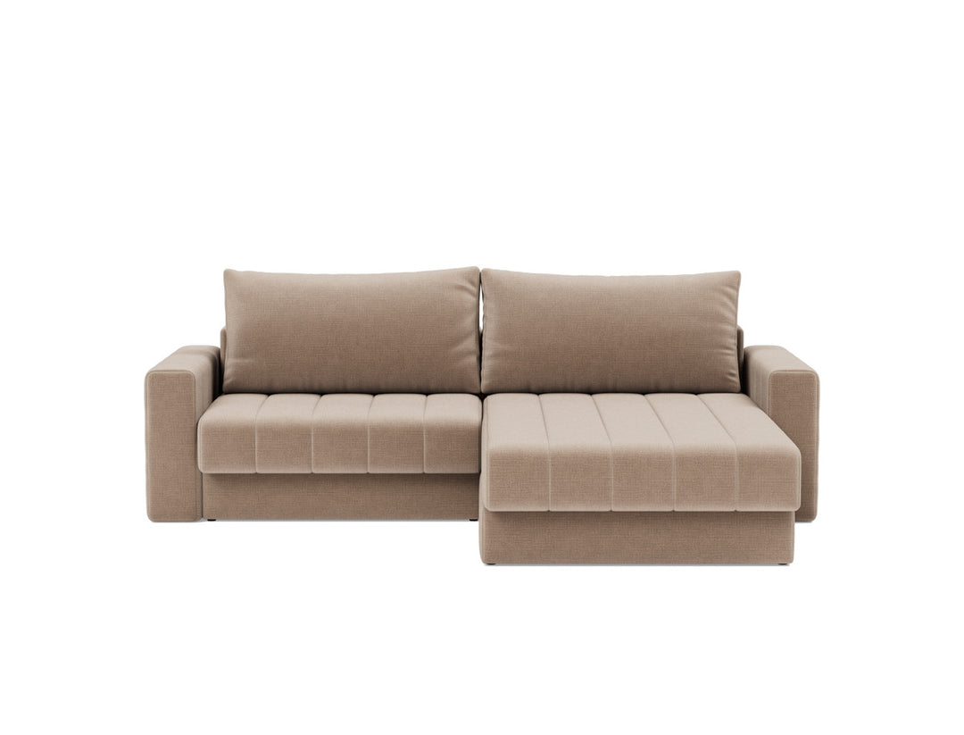Canapea extensibila cu sezlong si brate, Akello, 187x200 cm, tesatura la alegere #material_417-esina-mocha