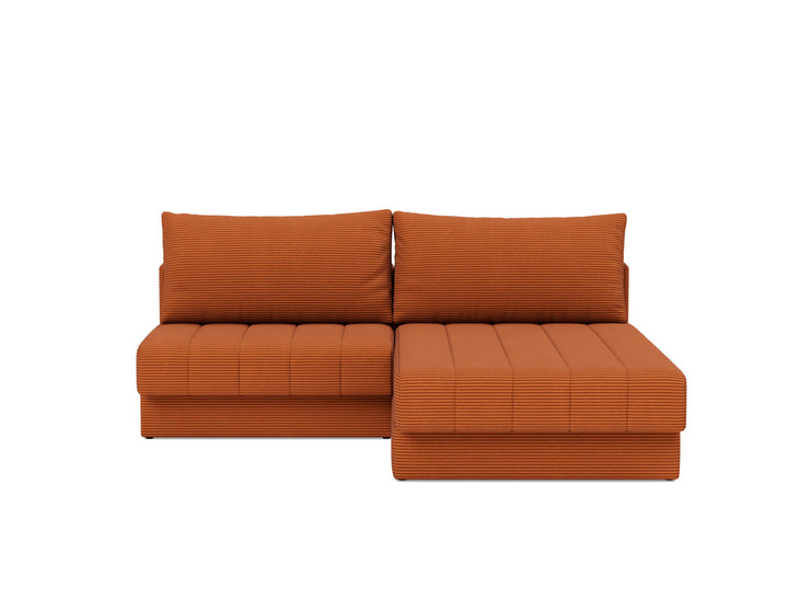 Canapea extensibila cu sezlong, Akello, 187x200 cm, tesatura la alegere #material_595-corduroy-burnt-orange