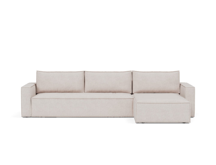 Canapea extensibila cu sezlong, Newilla, 145x300 cm, tesatura la alegere #material_300-weda-sand