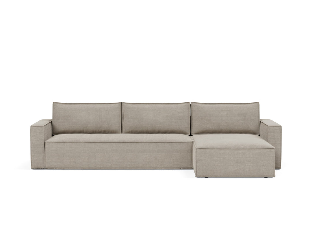 Canapea extensibila cu sezlong, Newilla, 145x300 cm, tesatura la alegere #material_579-kenya-gravel