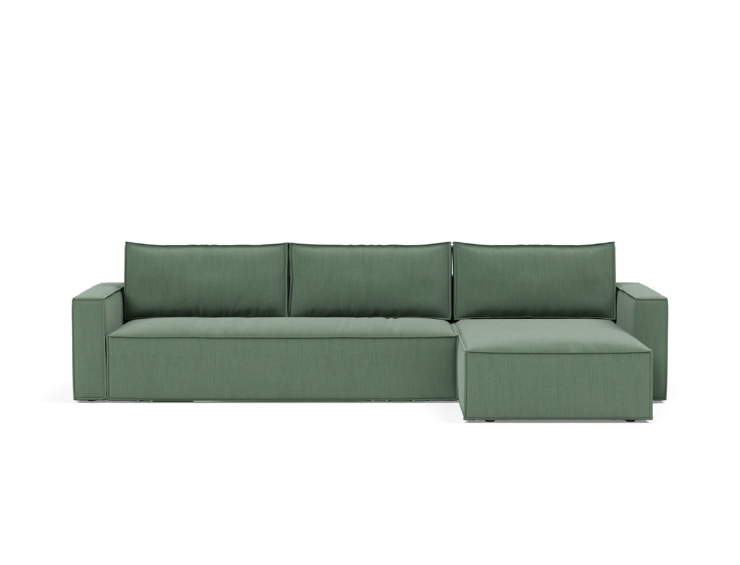 Canapea extensibila cu sezlong, Newilla, 145x300 cm, tesatura la alegere #material_518-elegance-green