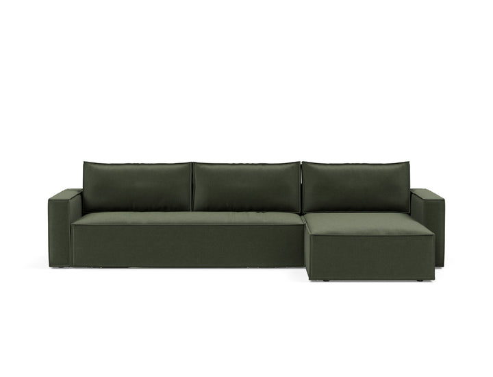 Canapea extensibila cu sezlong, Newilla, 145x300 cm, tesatura la alegere #material_413-esina-olive-green