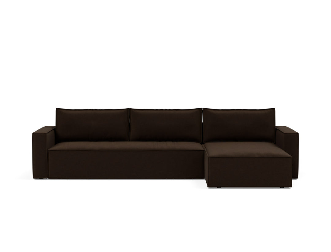 Canapea extensibila cu sezlong, Newilla, 145x300 cm, tesatura la alegere #material_358-taura-chocco