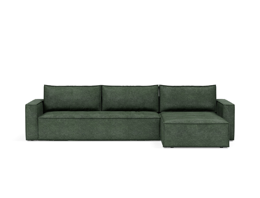 Canapea extensibila cu sezlong, Newilla, 145x300 cm, tesatura la alegere #material_281-avella-pine-green