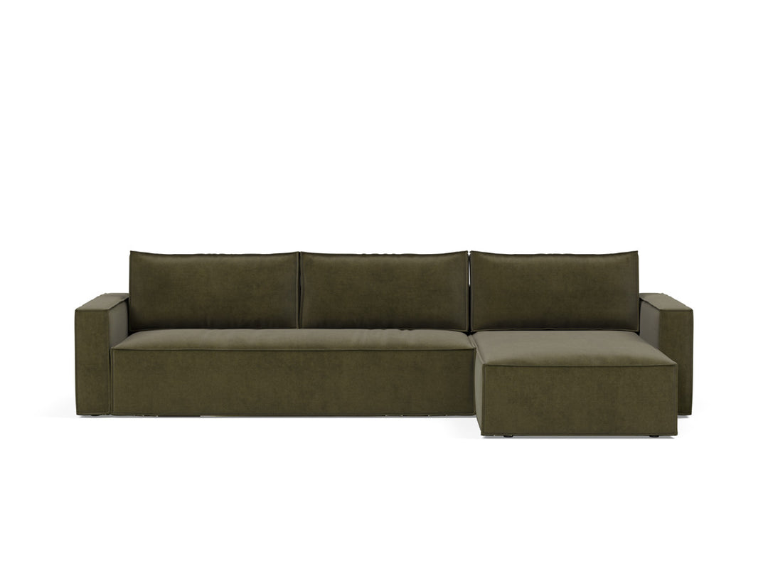 Canapea extensibila cu sezlong, Newilla, 145x300 cm, tesatura la alegere #material_316-cordufine-pine-green