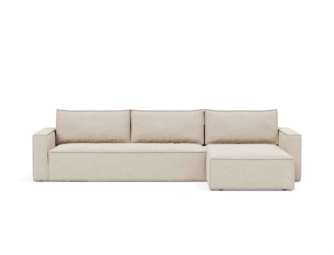 Canapea extensibila cu sezlong, Newilla, 145x300 cm, tesatura la alegere #material_612-blida-sand-grey