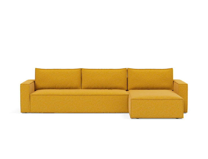 Canapea extensibila cu sezlong, Newilla, 145x300 cm, tesatura la alegere #material_536-boucl-ochre