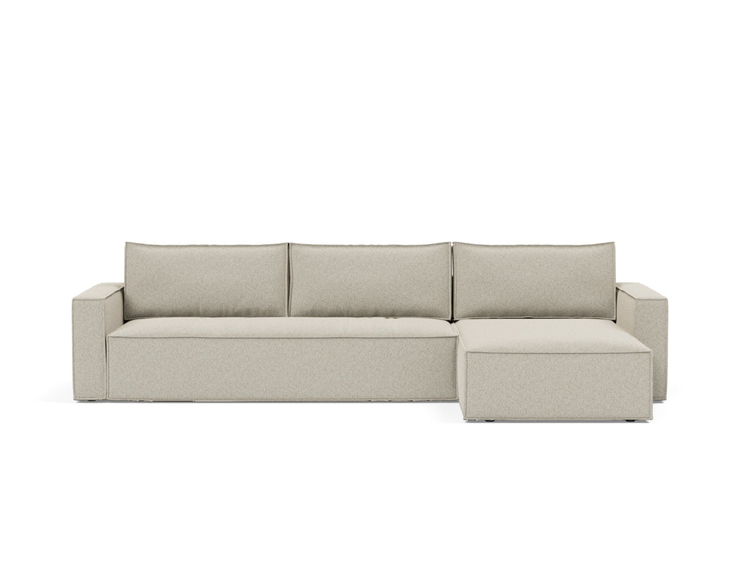 Canapea extensibila cu sezlong, Newilla, 145x300 cm, tesatura la alegere #material_539-boucl-beige