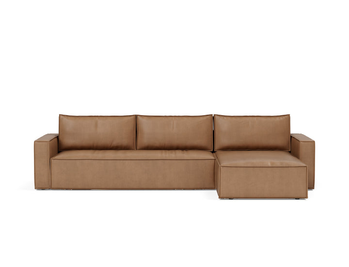 Canapea extensibila cu sezlong, Newilla, 145x300 cm, tesatura la alegere #material_551-faunal-brown