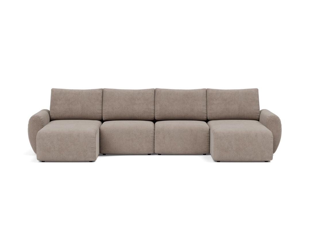 Canapea extensibila in forma de U Norum cu brate rotunjite 145x320cm, tesatura la alegere #material_318-cordufine-beige