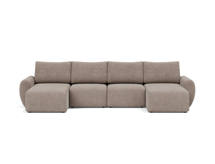 Canapea extensibila in forma de U Norum cu brate rotunjite 145x320cm, tesatura la alegere #material_318-cordufine-beige