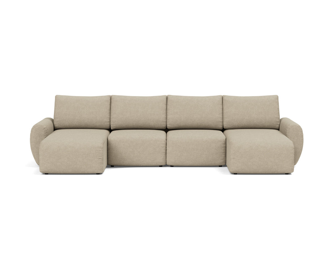Canapea extensibila in forma de U Norum cu brate rotunjite 145x320cm, tesatura la alegere #material_356-taura-sand