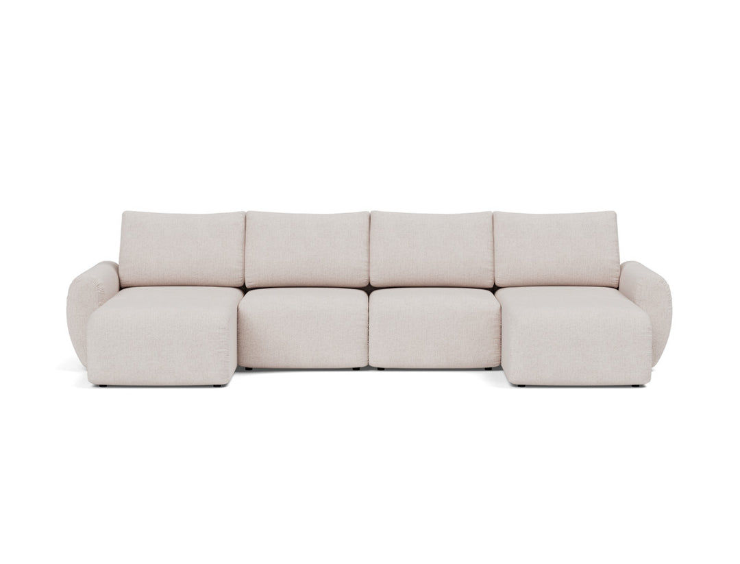 Canapea extensibila in forma de U Norum cu brate rotunjite 145x320cm, tesatura la alegere #material_300-weda-sand