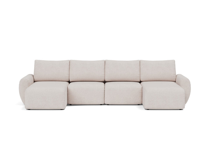 Canapea extensibila in forma de U Norum cu brate rotunjite 145x320cm, tesatura la alegere #material_300-weda-sand