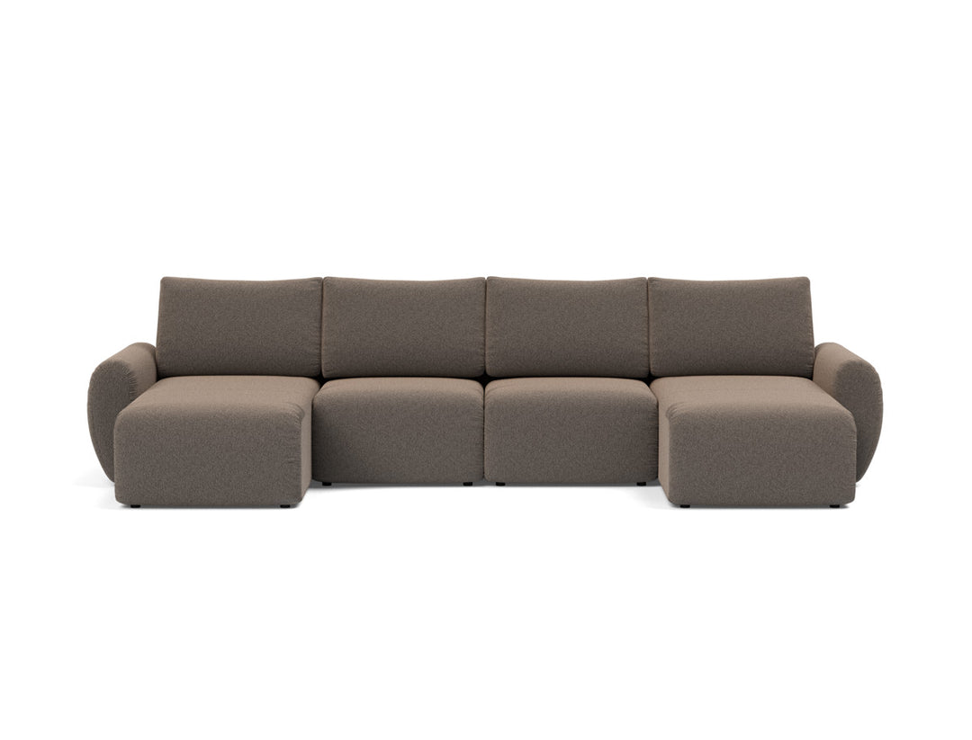 Canapea extensibila in forma de U Norum cu brate rotunjite 145x320cm, tesatura la alegere #material_530-boucl-taupe