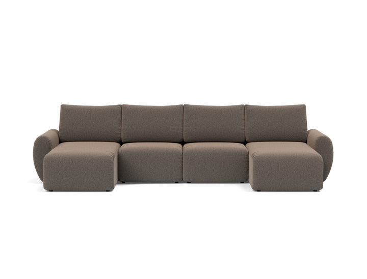 Canapea extensibila in forma de U Norum cu brate rotunjite 145x320cm, tesatura la alegere #material_530-boucl-taupe