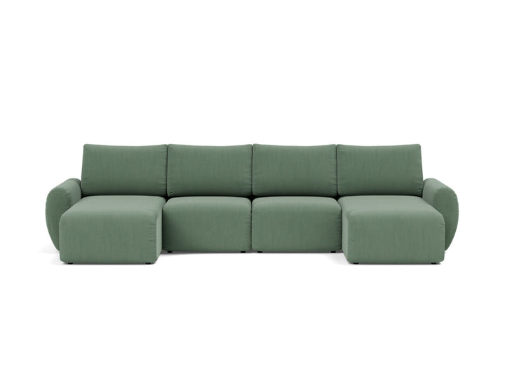 Canapea extensibila in forma de U Norum cu brate rotunjite 145x320cm, tesatura la alegere #material_518-elegance-green