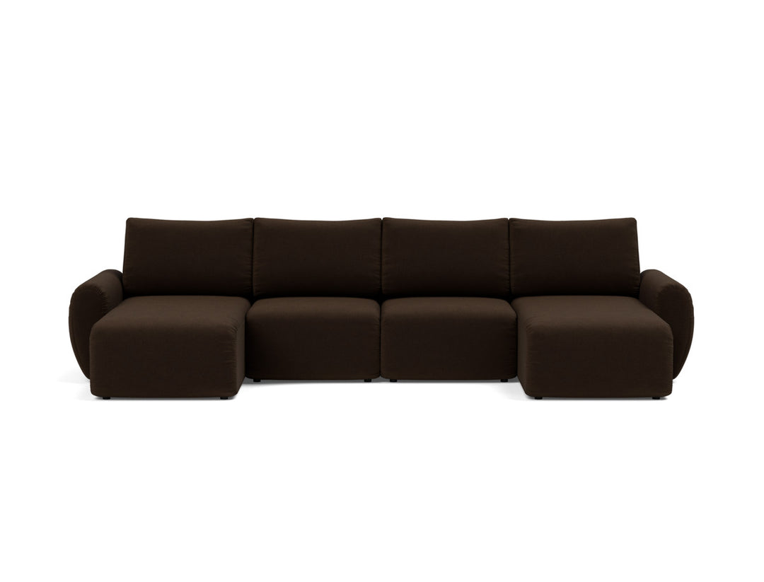 Canapea extensibila in forma de U Norum cu brate rotunjite 145x320cm, tesatura la alegere #material_358-taura-chocco