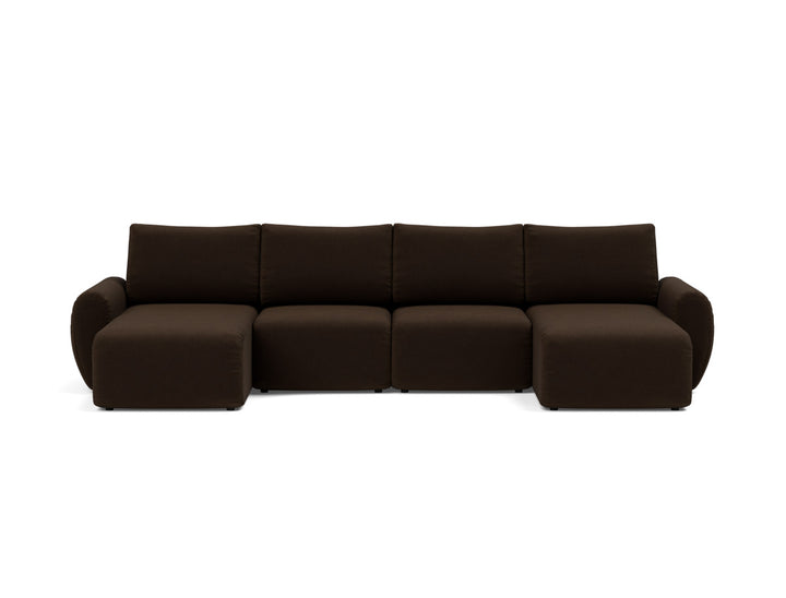 Canapea extensibila in forma de U Norum cu brate rotunjite 145x320cm, tesatura la alegere #material_358-taura-chocco