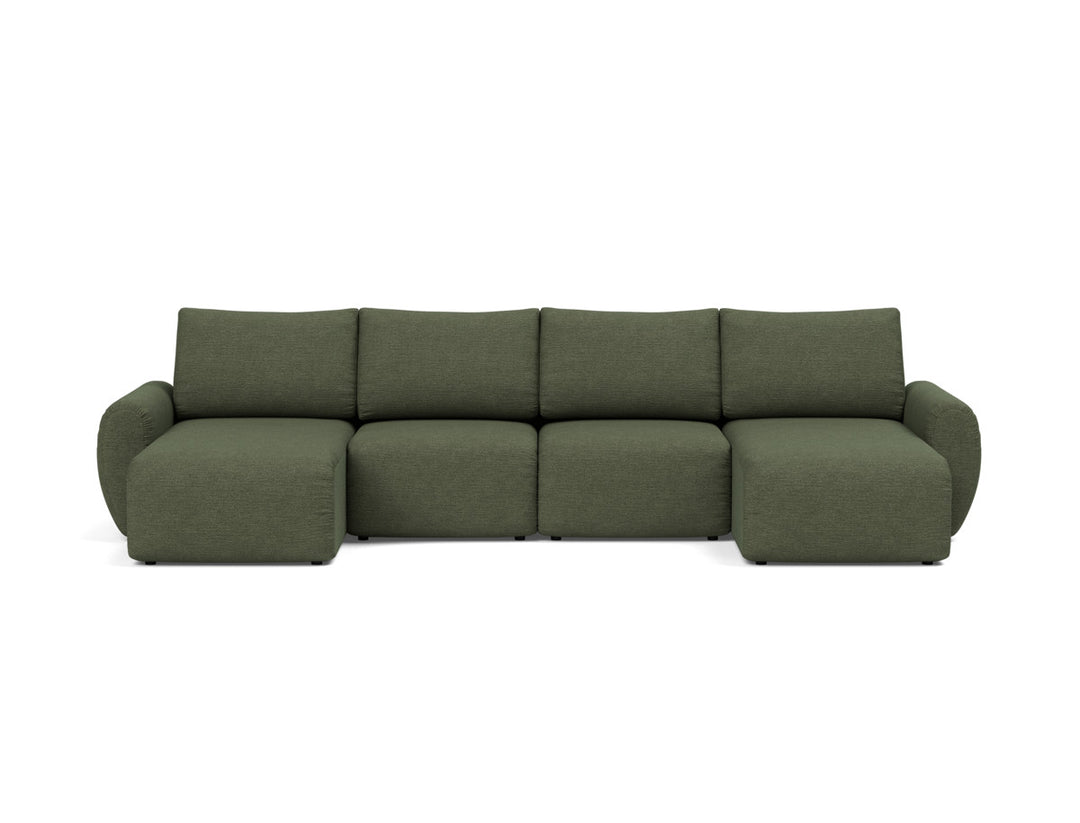 Canapea extensibila in forma de U Norum cu brate rotunjite 145x320cm, tesatura la alegere #material_353-taura-forest