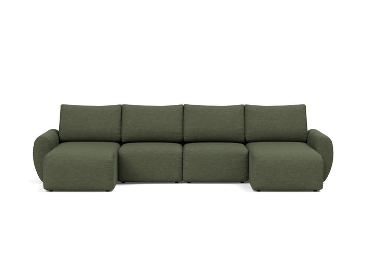 Canapea extensibila in forma de U Norum cu brate rotunjite 145x320cm, tesatura la alegere #material_353-taura-forest