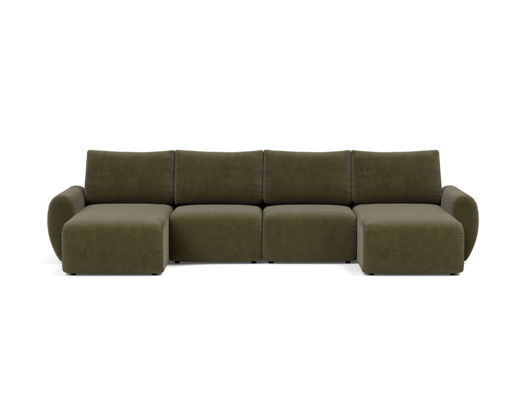 Canapea extensibila in forma de U Norum cu brate rotunjite 145x320cm, tesatura la alegere #material_316-cordufine-pine-green