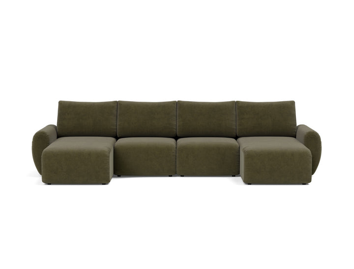 Canapea extensibila in forma de U Norum cu brate rotunjite 145x320cm, tesatura la alegere #material_316-cordufine-pine-green